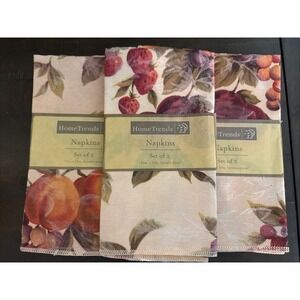 VTG Home Trends Select Langley Napkins Set 6 17" x 17" Strawberries Peach NWT